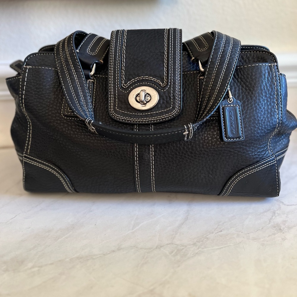 COACH Hampton Pebble Leather Satchel